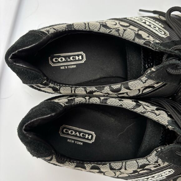 Coach Womens 8.5M REMONNA Shoes Black White CC Logo Print Lace Up Sneakers - Picture 7 of 9